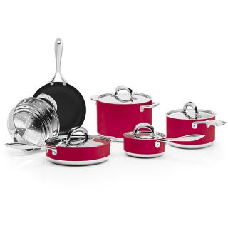 BlinQ 10 piece Red Stainless Steel Cookware Set