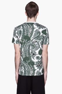 Givenchy Green Paisley And Vintage Airplane Print T shirt for men