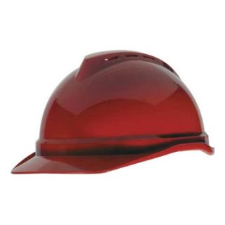 MSA 10034022 Hard Hat, FrtBrim, Slotted, 4Rtcht, Red
