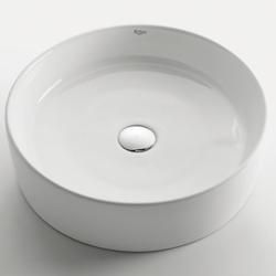 Kraus White Round Ceramic Vessel Sink/ Millennium Faucet