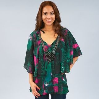 Madison Paige Womens Mixed Print Layered Tunic Top with Detachable