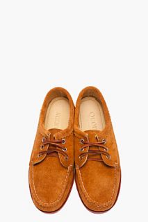 Quoddy Tan Suede Blucher Moccasins for men