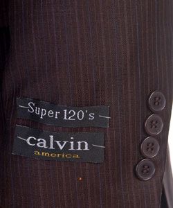 America Mens Dark Brown Pinstripe Super 120s Suit