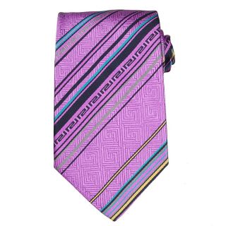 Versace Mens Greek Key/ Multi stripe Silk Tie