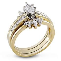Miadora 14k Yellow Gold 1/2ct TDW Diamond Bridal Ring Set (E F, I1 I2