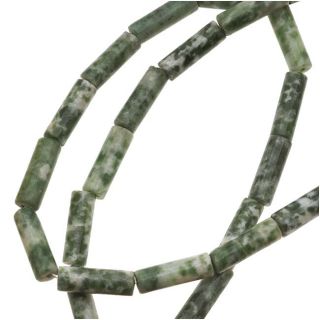 Beadaholique Green and White Spot Agate 13mm Tube Beads/ 15.5 inch