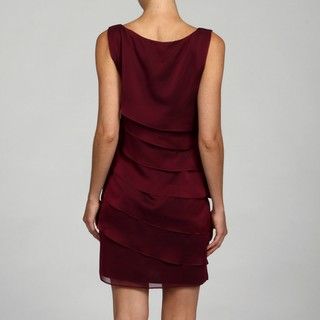 Connected Apparel Womens Magenta Solid Ruffle Dress