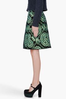 Marc Jacobs Green Paisley Tuck Front Skirt for women