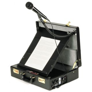 PA in a Case Lectern with Handheld and Lapel clip Style Microphones