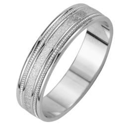 14k White Gold Womens Satin Finish Grooved Easy Fit Wedding Band