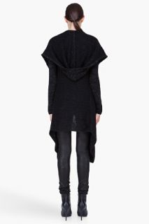 Helmut Lang Long Charcoal Hooded Wool Alpaca Cardigan for women