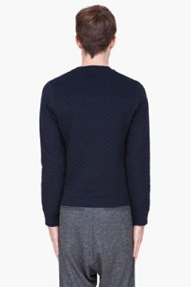 Kenzo Navy Quilt Stitched Sweater for men