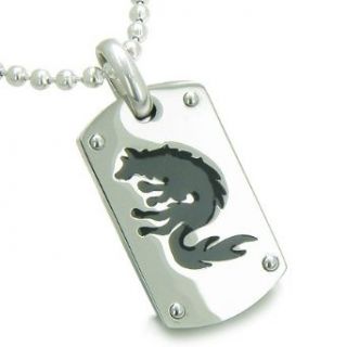 Amulet Brave Black Wolf and Protection Stainless Steel Dog