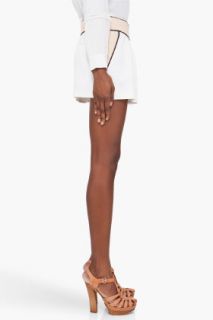 Chloe White Silk Blend Striped Shorts for women