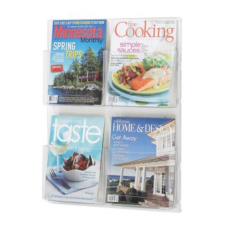 Safco Wall mounted Clear Plastic Magazine Display with Four Pockets