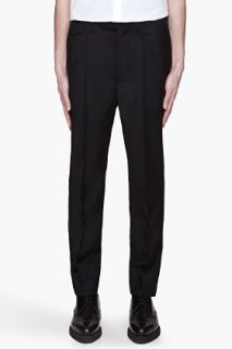 KRISVANASSCHE Black Pleated Wool And Mohair Twill Trousers for men