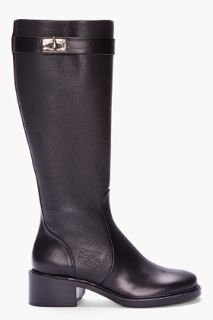 Givenchy Black Leather Sharklock Riding Boots for women