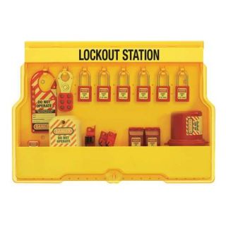 Master Lock S1850E410 Lockout Station, Filled, 6 Padlocks