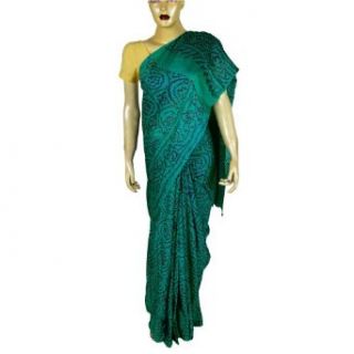 Indian Tie and Dye Printed Saree Wrap Dress Clothing