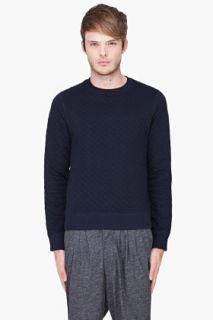 Kenzo Navy Quilt Stitched Sweater for men