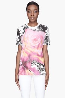 Versus Pink Rose And Logo printed T shirt for women