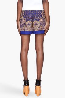 CARVEN Indigo Blue Printed Cashemire Shorts for women