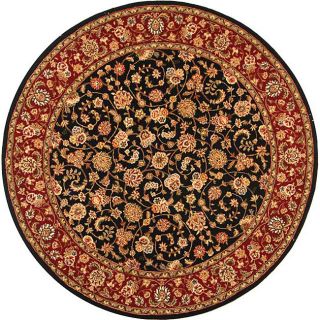 Handmade Persian Court Black/ Red Wool and Silk Rug (6 Round