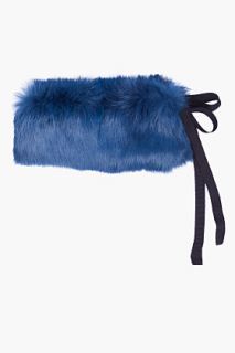 Opening Ceremony Blue Rabbit Fur Bow Collar for women
