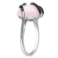 Miadora Sterling Silver Pink Opal and Black Diamond Accent Ring