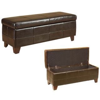 Milano Brown Leather Storage Bench