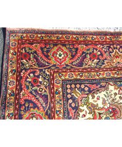 Persian Tabriz Hand knotted Purple Wool Rug (97 x 128)
