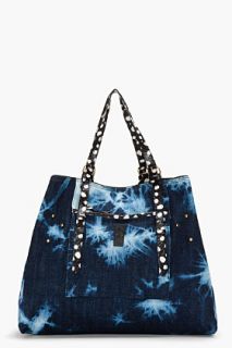 Jerome Dreyfuss Extra Large Mottled Blue Pat Shopping Bag for women