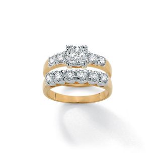 Ultimate CZ 14k Gold Overlay Round cut Cubic Zirconia Bridal Ring Set