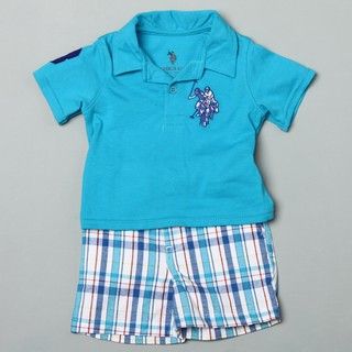 US Polo Toddler Boys Polo with Plaid Shorts