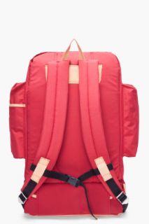 Stussy Deluxe Red Leather Trimmed Tramp Backpack for men