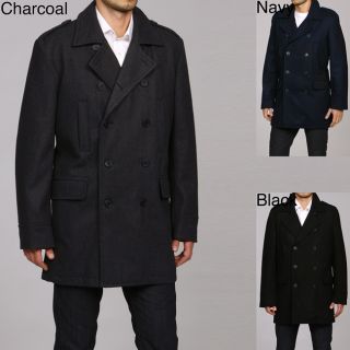 Kenneth Cole New York Mens Double Breasted Military Wool Blend Coat