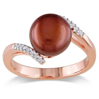 Miadora Pink Silver Freshwater Pearl and Diamond Accent Ring (G H, I2