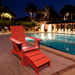 Outdoor Wood Adirondack Chair and Foot Rest