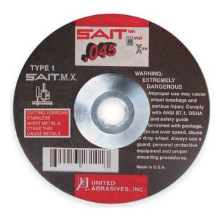 United Abrasives Sait 23604 Abrsv Cut Whl, 4 1/2In D, 0.045to0.125In T