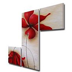 Red Flowers 255 Hand painted Canvas Art Set