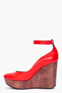 Chloe Red Leather Wedges for women