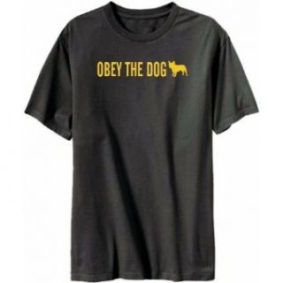 Obey The Dog   French Bulldog Silhouette Mens T shirt