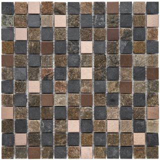 Somertile Granstone Alloy 1 inch Copper Rosa Stone and Metal Mosaic