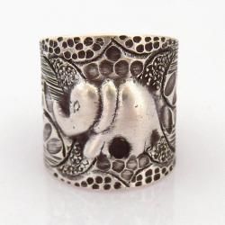 Thai Karen Hill Tribe Jungle Vine Elephant Silver Ring (Thailand
