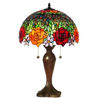 Tiffany Style Jeweled Roses Table Lamp