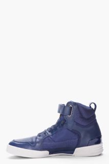 G Star Navy Leather Yard Bullion Sneakers for men