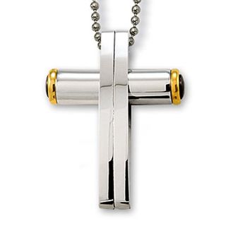 Stainless Steel Contemporary Cross Necklace