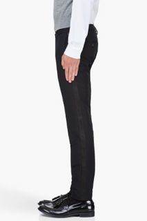 Dsquared2 Black Leather Trim Tux Pants for men
