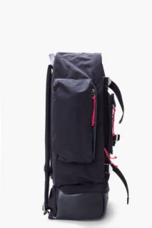 Stussy Deluxe Black Leather Trimmed Tramp Backpack for men
