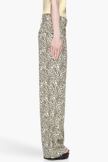 Marni Yellow And Black Flared Silk Trousers for women
